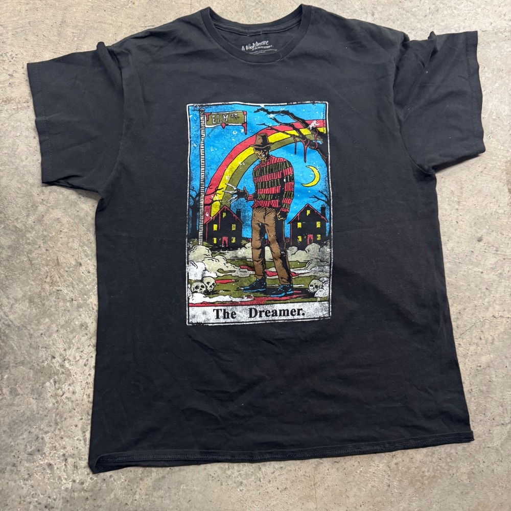 A Nightmare on Elm Street Tarot Graphic Black Short Sleeve T- Shirt Unisex S/L